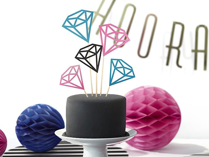 Cupcake Toppers Diamant 25,5cm 5st van Partydeco koop je bij Partywinkel