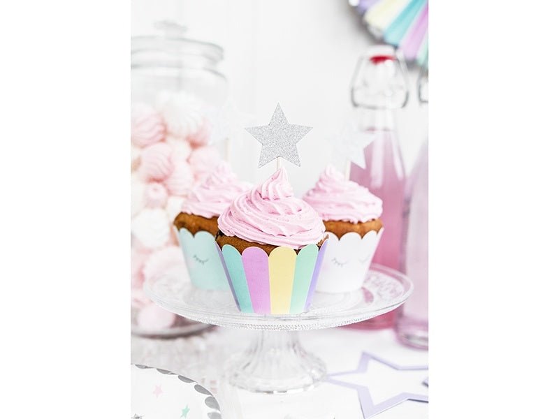 Cupcake Toppers Ster Zilver 6st van Partydeco koop je bij Partywinkel