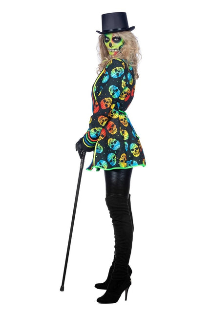 Gekleurde Jas Dames Doodshoofd van Wilbers & Wilbers koop je bij Partywinkel