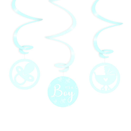 Decoratie Swirl Het Is Een Jongen 30cm 3st van Paper Dreams koop je bij Partywinkel
