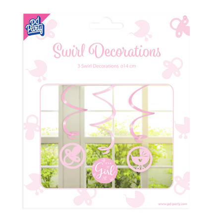 Decoratie Swirl Het Is Een Meisje 30cm 8st van Paper Dreams koop je bij Partywinkel