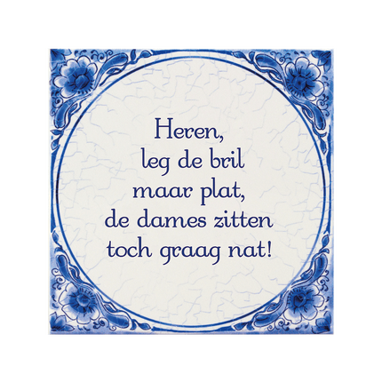 Delfts Blauw Tegel Bril Plat 14,5cm van Paper Dreams koop je bij Partywinkel