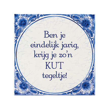Delfts Blauw Tegel Kut Tegeltje 14,5cm van Paper Dreams koop je bij Partywinkel
