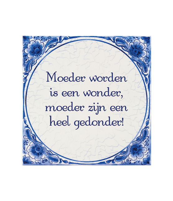 Delfts Blauw Tegel Moeder Worden 14,5cm van Paper Dreams koop je bij Partywinkel
