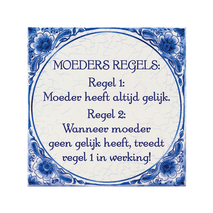 Delfts Blauw Tegel Moeders Regel 14,5cm van Paper Dreams koop je bij Partywinkel