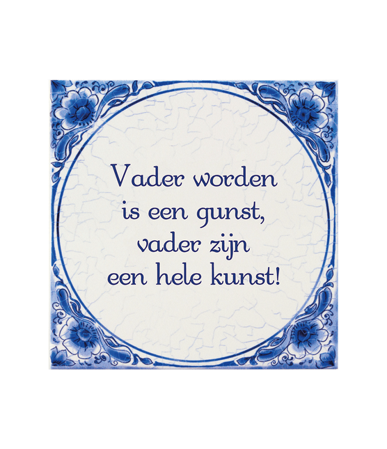 Delfts Blauw Tegel Vader Worden 14,5cm van Paper Dreams koop je bij Partywinkel