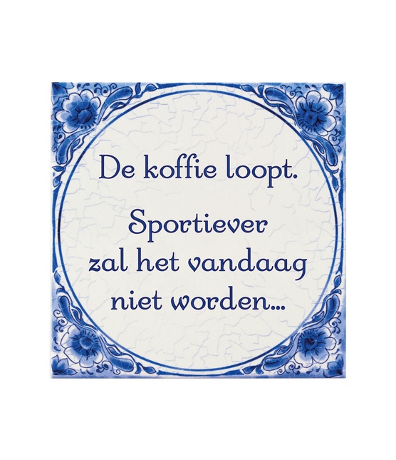 Delftsblauw Tegel De Koffie Loopt 15cm van Paper Dreams koop je bij Partywinkel