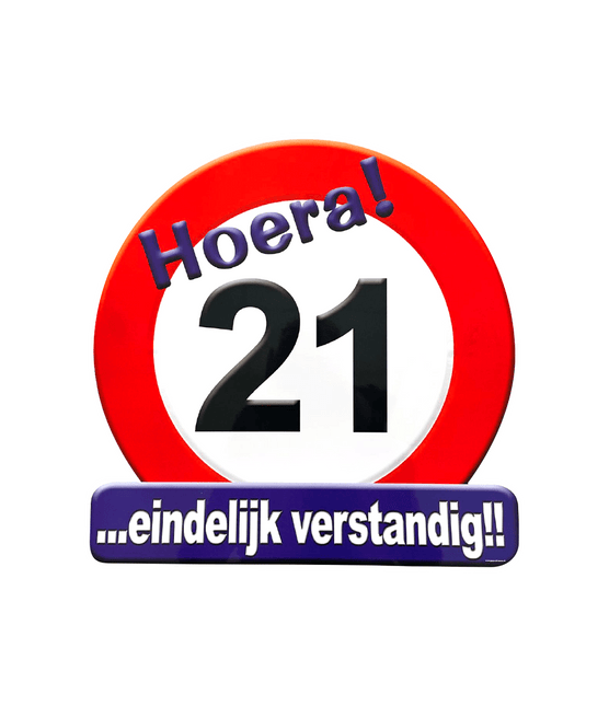 Deurbord 21 Jaar Verkeersbord 50cm van Paper Dreams koop je bij Partywinkel