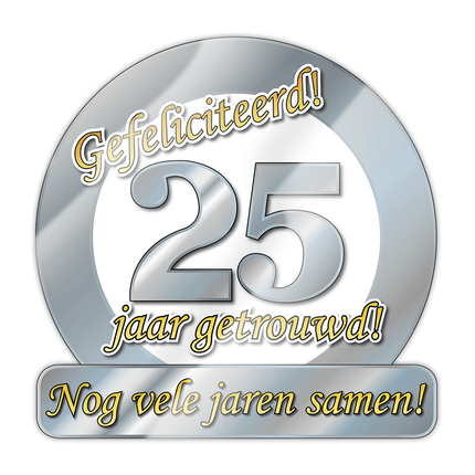 Deurbord 25 Jaar Getrouwd 50cm van Paper Dreams koop je bij Partywinkel