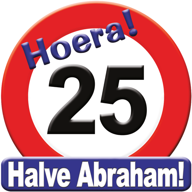 Deurbord 25 Jaar Verkeersbord Halve Abraham 50cm van Paper Dreams koop je bij Partywinkel