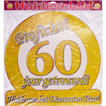Deurbord 60 Jaar Getrouwd 50cm van Paper Dreams koop je bij Partywinkel