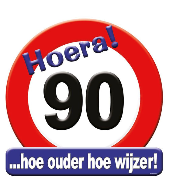 Deurbord 90 Jaar Verkeersbord 50cm van Paper Dreams koop je bij Partywinkel