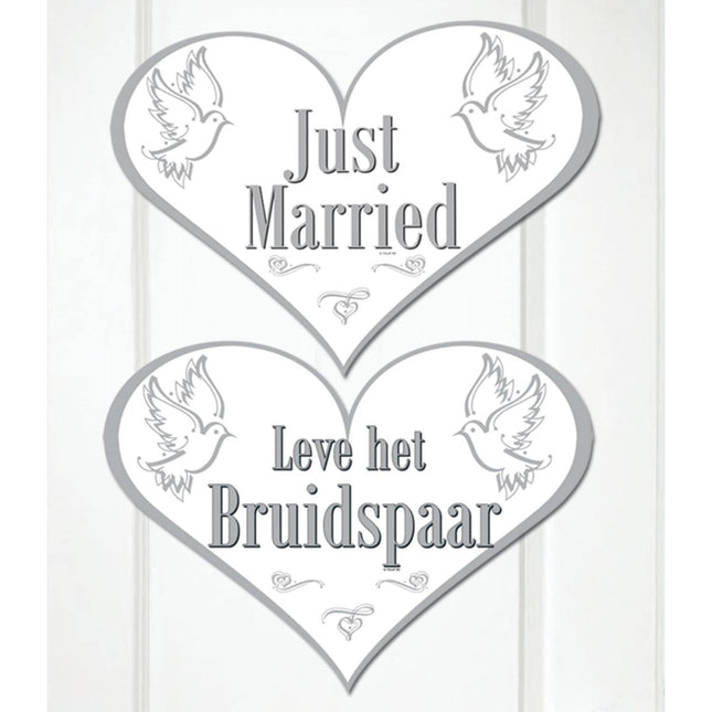 Deurbord Just Married 45cm van Folat koop je bij Partywinkel