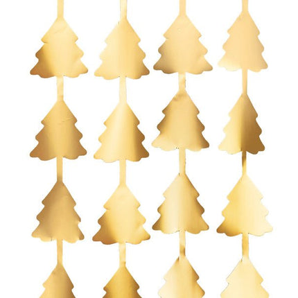 Deurgordijn Kerstbomen Goud 2,45m van Partydeco koop je bij Partywinkel