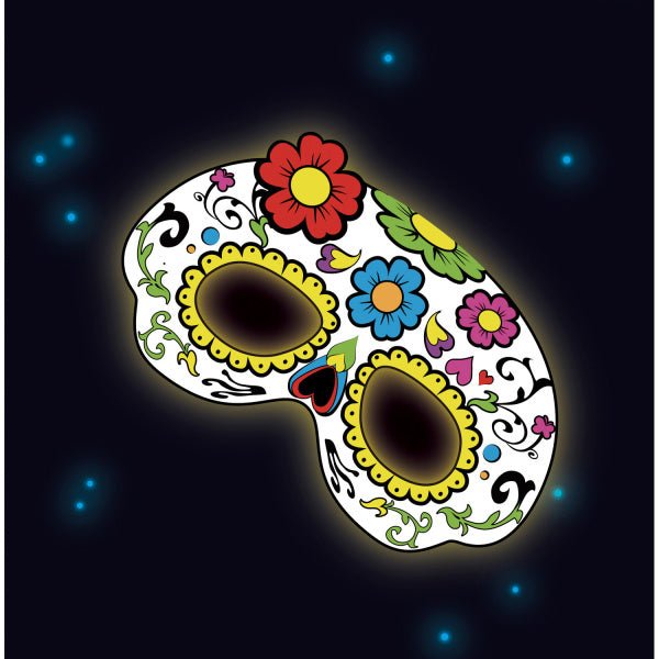Dia De Los Muertos Masker Bloemen Glow In The Dark 19cm van Riethmueller koop je bij Partywinkel