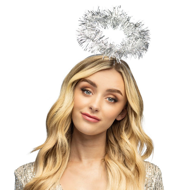 Diadeem Halo tinsel zilver van Boland koop je bij Partywinkel