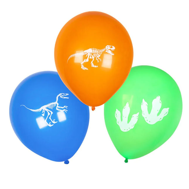 Dinosaurus Ballonnen Gekleurd 25cm 6st van Boland koop je bij Partywinkel