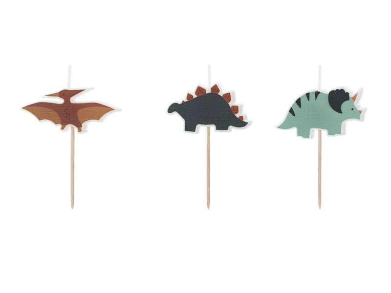 Dinosaurus Kaarsen 3st van Partydeco koop je bij Partywinkel