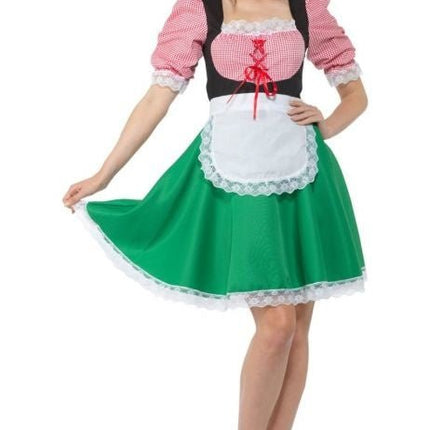 Dirndl Jurk Oktoberfest Rood Groen van Partychimp koop je bij Partywinkel