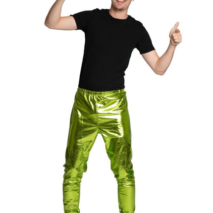Disco 70S Broek Groen Metalic van Partychimp koop je bij Partywinkel