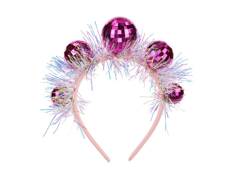 Disco 70S Haarband Roze Discoballen van Partydeco koop je bij Partywinkel