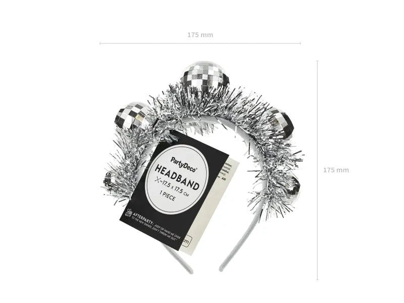 Disco 70S Haarband Zilver Discoballen van Partydeco koop je bij Partywinkel