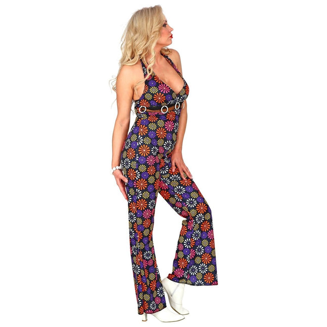 Disco 70S Jumpsuit Gekleurd Dames Bloemen van Widmann koop je bij Partywinkel