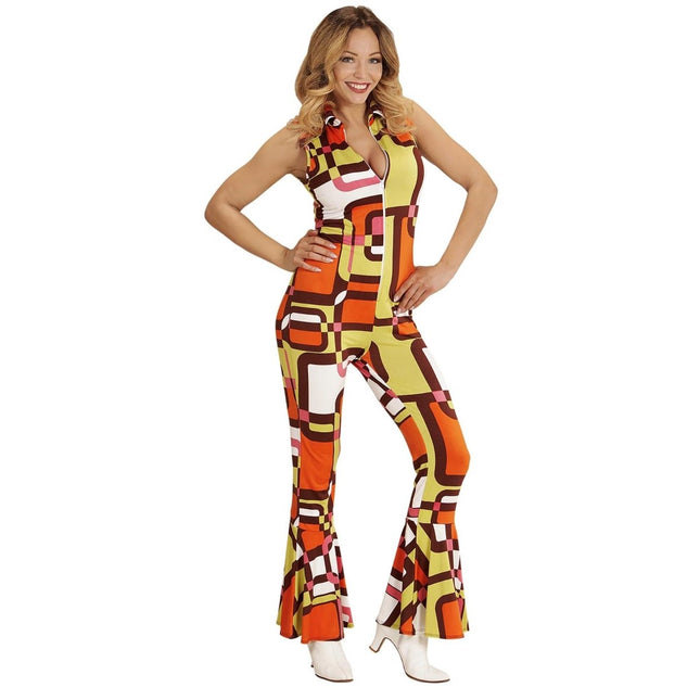 Disco 70S Jumpsuit Groen Oranje Dames van Widmann koop je bij Partywinkel