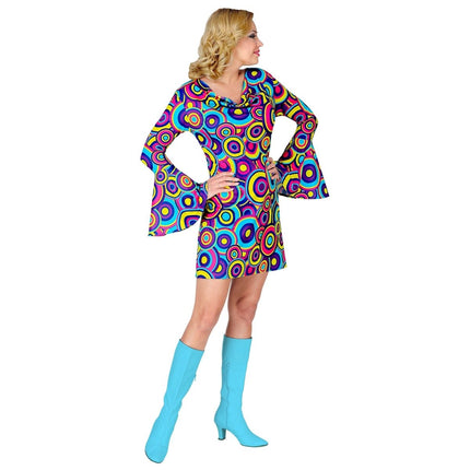 Disco 70S Jurk Blauw Paars Dames van Widmann koop je bij Partywinkel