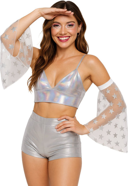 Disco 70S Vlindermouwen Zilveren Sterren van Fiestas Guirca koop je bij Partywinkel