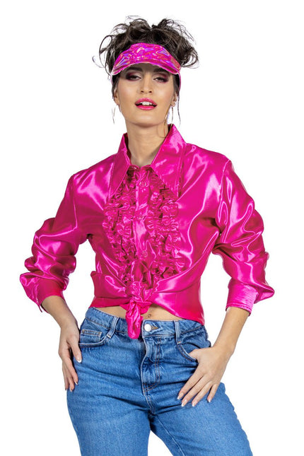 Disco Blouse Ruches Fuchsia van Wilbers & Wilbers koop je bij Partywinkel