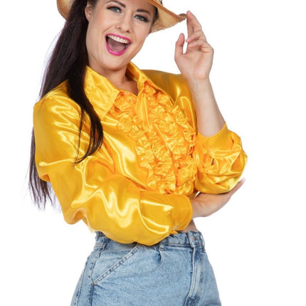 Disco Blouse Ruches Geel van Wilbers & Wilbers koop je bij Partywinkel