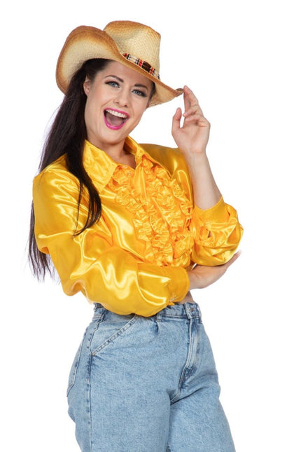 Disco Blouse Ruches Geel van Wilbers & Wilbers koop je bij Partywinkel