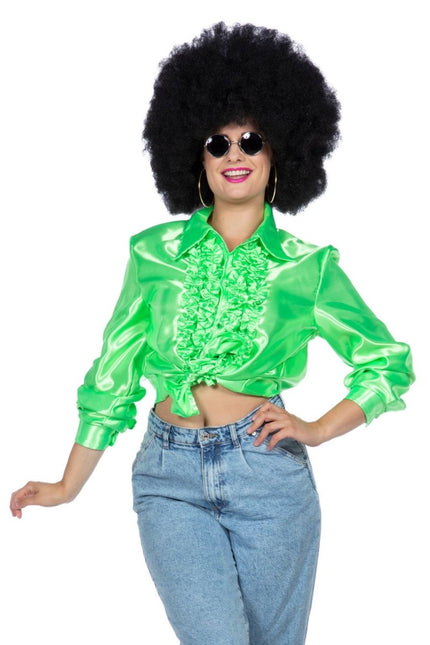Disco Blouse Ruches Groen van Wilbers & Wilbers koop je bij Partywinkel