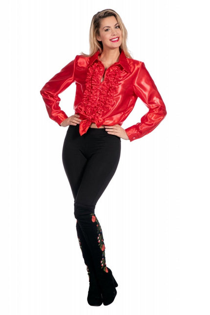 Disco Blouse Ruches Rood van Wilbers & Wilbers koop je bij Partywinkel
