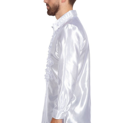 Disco Blouse Ruches Wit van Wilbers & Wilbers koop je bij Partywinkel