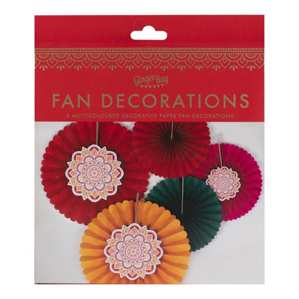 Diwali Papieren Waaiers 5st van Ginger Ray koop je bij Partywinkel