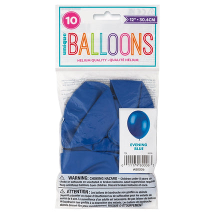 Donkerblauwe Ballonnen Glans 30cm 10st van Unique koop je bij Partywinkel