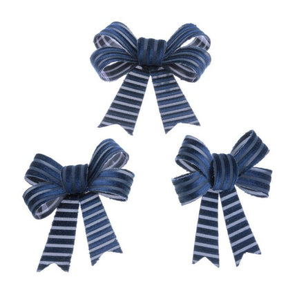 Donkerblauwe Strik Velvet 10cm 3st van CHAKS koop je bij Partywinkel