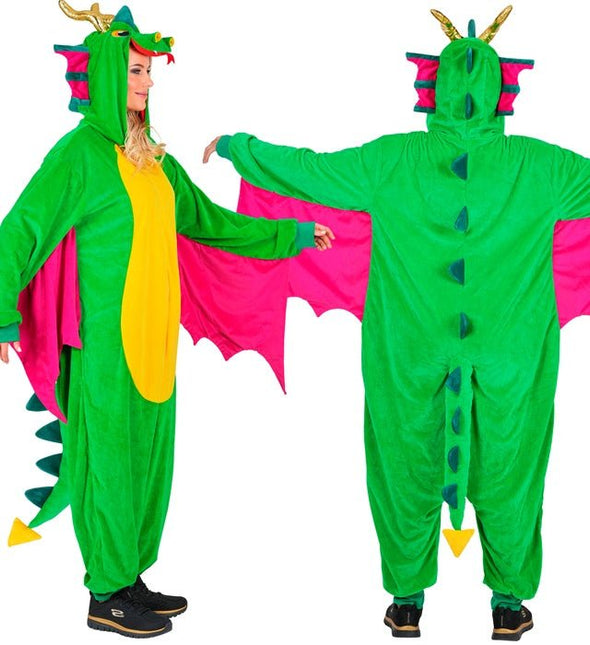 Draak Pluche Jumpsuit met Kap en Masker van Widmann koop je bij Partywinkel