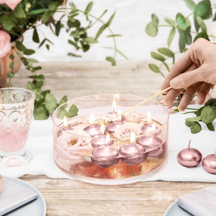 Drijfkaarse Rose Goud 4cm 50st van Partydeco koop je bij Partywinkel
