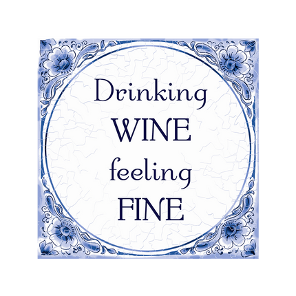 Drinking Wine Delftsblauw Tegel van Paper Dreams koop je bij Partywinkel