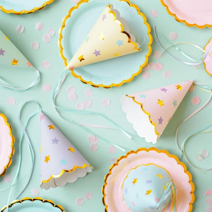 Feesthoedjes Sterren Meerkleurig 14,5cm 6st van Partydeco koop je bij Partywinkel