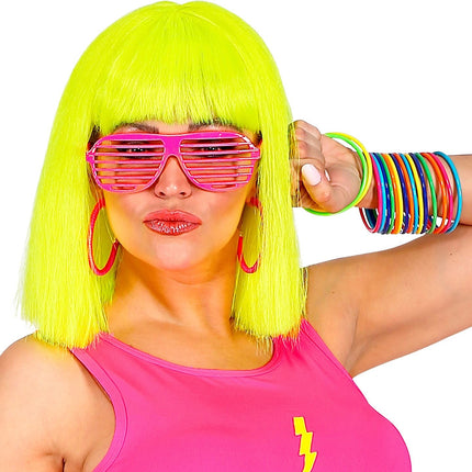 Neonpink stribede briller