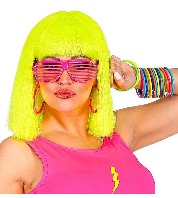 Neonpink stribede briller