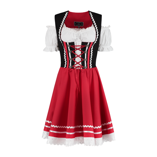 Oktoberfest Dirndl Kjole Oktoberfest Rød Hvid Damer 2 Dele