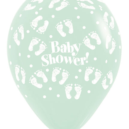 Balloner Baby Shower Footprints Pastel Matte Mix 30cm 25stk
