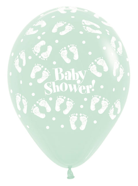 Balloner Baby Shower Footprints Pastel Matte Mix 30cm 25stk