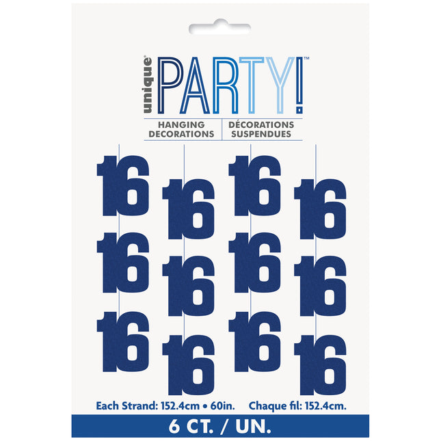 16 års hængende dekoration blå 1,52 m