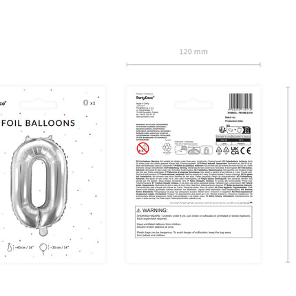 0 års figurballon sølv 35 cm